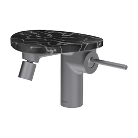 LAUFEN ADA Bidé csaptelep, Click-Clack lefolyófedővel, tálca lyuk nélkül, Rozsdamentes Acél/Márvány Fekete HF506710506060