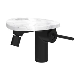 LAUFEN ADA Bidé csaptelep, Click-Clack lefolyófedővel, tálca lyukkal, Rozsdamentes Acél fekete/Márvány Fehér HF506710515000