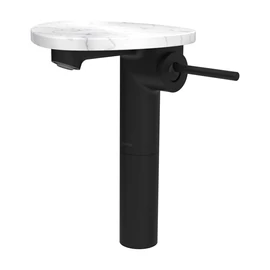 LAUFEN ADA Magasított egykaros mosdó csaptelep, tálca lyuk nélkül, Fekete/Márvány Fehér HF506714515060