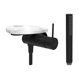 LAUFEN ADA Falra szerelt zuhany csaptelep, 1-pontos Simiboxhoz, kiegészítőkkel, tálca lyukkal, Fekete/Márvány Fehér HF506755515000 LAUFEN ADA Falra szerelt zuhany csaptelep, 1-pontos Simiboxhoz, kiegészítőkkel, tálca lyukkal, Fekete/Márvány Fehér HF506755515000