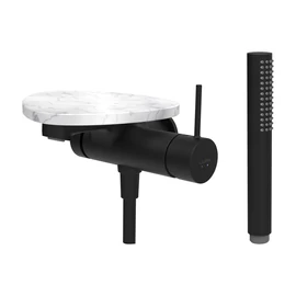 LAUFEN ADA Falra szerelt kád csaptelep, 1-pontos Simiboxhoz, kiegészítőkkel, tálca lyuk nélkül, Fekete/Márvány Fehér HF506765515060 LAUFEN ADA Falra szerelt kád csaptelep, 1-pontos Simiboxhoz, kiegészítőkkel, tálca lyuk nélkül, Fekete/Márvány Fehér HF506765515060