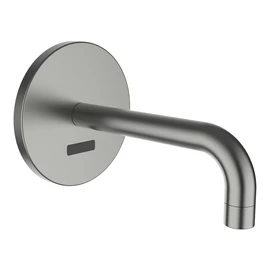 LAUFEN Twintronic Falba épített elektronikus mosdó csaptelep, hálózati adapterrel, IR érzékelőkkel, hideg vagy kevert vízhez, 175 mm kiállással, fix kifolyó, Simibox Standard & Simibox Light-hoz, PVD szálhúzott rozsdamentes acél HF707023423000