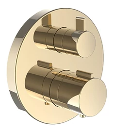 LAUFEN CITYTHERM Falba épített termosztátos kád csaptelep falon kívüli része, 2-utas szabályzóval, beépített légbeszívó szelep nélkül, Simibox Standard és Simibox Light-hoz, PVD arany polírozott HF905475463000 LAUFEN CITYTHERM Falba épített termosztátos kád csaptelep falon kívüli része, 2-utas szabályzóval, beépített légbeszívó szelep nélkül, Simibox Standard és Simibox Light-hoz, PVD arany polírozott HF905475463000