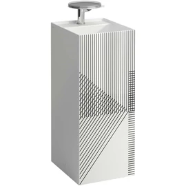 LAUFEN KARTELL BY LAUFEN Szabadon álló mosdó, speciális rejtett lefolyóval túlfolyónyílás nélkül, csaplyuk nélkül , Vonalmintás, szürke H811331D011121