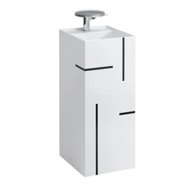 LAUFEN KARTELL BY LAUFEN Szabadon álló mosdó, speciális rejtett lefolyóval túlfolyónyílás nélkül, egy csaplyukkal , Vonalas, fekete H811331D021111