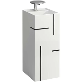 LAUFEN KARTELL BY LAUFEN Szabadon álló mosdó, speciális rejtett lefolyóval túlfolyónyílás nélkül, csaplyuk nélkül , Vonalas, fekete H811331D021121