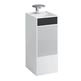 LAUFEN KARTELL BY LAUFEN Szabadon álló mosdó, speciális rejtett lefolyóval túlfolyónyílás nélkül, egy csaplyukkal , Foltok, fekete szürke H811331D031111