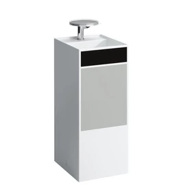 LAUFEN KARTELL BY LAUFEN Szabadon álló mosdó, speciális rejtett lefolyóval túlfolyónyílás nélkül, csaplyuk nélkül , Foltok, fekete szürke H811331D031121