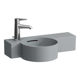 LAUFEN VAL Kézmosó, kör alakú, jobb oldali polccal, 430 mm-re vágható 1 csaplyuk a bal oldalon, egyik oldalon vágatható, Graphite matt H8152837588111 LAUFEN VAL Kézmosó, kör alakú, jobb oldali polccal, 430 mm-re vágható 1 csaplyuk a bal oldalon, egyik oldalon vágatható, Graphite matt H8152837588111