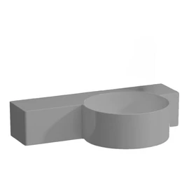 LAUFEN VAL Kézmosó, kör alakú, bal oldali polccal, 430 mm-re vágható, túlfolyónyílás nélkül, csaplyuk nélkül, Graphite matt H8152847581121