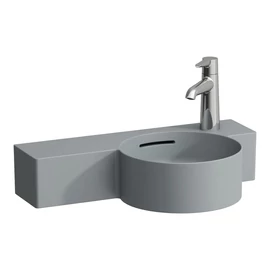 LAUFEN VAL Kézmosó, kör alakú, bal oldali polccal, 430 mm-re vágható 1 csaplyuk a jobb oldalon, egyik oldalon vágatható, Graphite matt H8152847588121 LAUFEN VAL Kézmosó, kör alakú, bal oldali polccal, 430 mm-re vágható 1 csaplyuk a jobb oldalon, egyik oldalon vágatható, Graphite matt H8152847588121