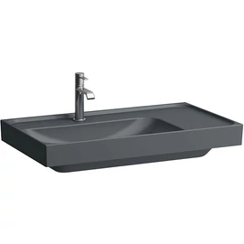 LAUFEN MEDA Mosdó, 80 cm, jobb oldali pulttal, túlfolyónyílás nélkül, egy csaplyukkal, Matt Grafit H8171167581111