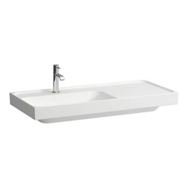 Laufen MEDA Mosdó 100 × 46 cm, jobb polcos, túlfolyónyílás nélkül, egy csaplyukkal, Matt Fehér H8171187571111
