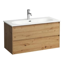 LAUFEN LUA Keskeny mosdó és alsószekrény kombináció 1000mm, két fiókkal, egy csaplyuk, középen, Vad tölgy H8600882671041 LAUFEN LUA Keskeny mosdó és alsószekrény kombináció 1000mm, két fiókkal, egy csaplyuk, középen, Vad tölgy H8600882671041