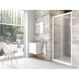 Ravak Blix BLDP2-120 toló rendszeru, kétrészes zuhanyajtó fehér kerettel, grape edzett biztonságiüveg betéttel 0PVG0100ZG