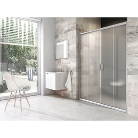 Ravak Blix BLDP4-200 toló rendszerű, négyrészes zuhanyajtó szatén kerettel, grape edzett biztonságiüveg betéttel 0YVK0U00ZG