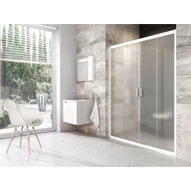 Ravak Blix BLDP4-180 toló rendszerű, négyrészes zuhanyajtó fehér kerettel, grape edzett biztonságiüveg betéttel 0YVY0100ZG