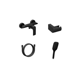 Ravak Flat Fali zuhanycsaptelep szettel, matt fekete FL 032.20BLM+S X07S116