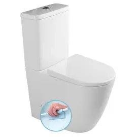 Sapho TURKU RIMLESS monoblokkos WC, alsó/hátsó kifolyású, ülőke nélkül, 38x64cm, duálgombos öblítőmechanikával (PC104WR)