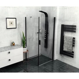 SAPHO POLYSAN ZOOM LINE zuhanyajtó és oldalfal, 900x900mm, transzparent, fekete (ZL1290BZL3290B)