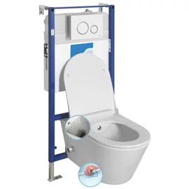 SAPHO AVVA RIMLESS fali WC bidézuhannyal, csapteleppel, beépíthető tartállyal, nyomógombbal és soft close ülőkével (100315-SET5) SAPHO AVVA RIMLESS fali WC bidézuhannyal, csapteleppel, beépíthető tartállyal, nyomógombbal és soft close ülőkével (100315-SET5)