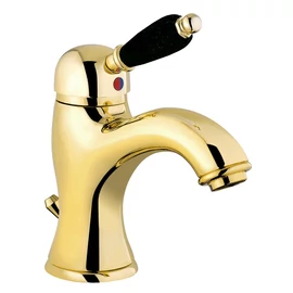 SAPHO KIRKÉ mosdócsaptelep, automata leeresztővel, fekete kerámia karral, arany (KI02NZ)