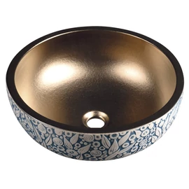 SAPHO PRIORI kerámiamosdó, átm:41cm, réz/ kék virágmintás (PI037) SAPHO PRIORI kerámiamosdó, átm:41cm, réz/ kék virágmintás (PI037)