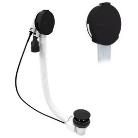 SAPHO POLYSAN kád le- és túlfolyó, kádtöltővel, bovdenes, 800mm, átm.:72mm, matt fekete (71853.21)