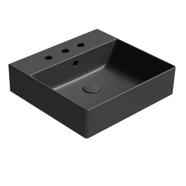 SAPHO GSI KUBE X kerámiamosdó, 50x47cm, 3 furattal, matt fekete (9430326)