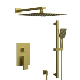 SAPHO CUBEMIX falbasüllyesztett csaptelep, zuhanyszettel, zuhanyrúddal, fejzuhannyal, 2-irányú, matt arany (CM042GB-02)