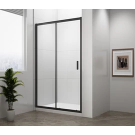 SAPHO POLYSAN EASY LINE BLACK tolóajtó, 1400mm, matt fekete profil/transzparent üveg (EL1415B)