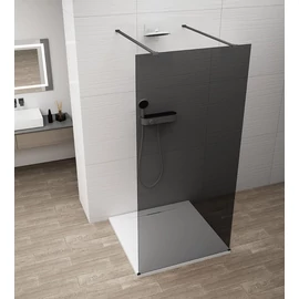 SAPHO ESCA BLACK MATT Walk-in zuhanyfal, szabadonálló, füst üveg, 1200mm (ES1212-06)