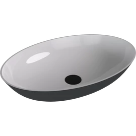 SAPHO BANERA OVAL öntöttmárvány mosdó, 60x40cm, fehér/matt antracit (14397.52)