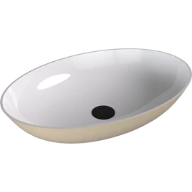 SAPHO BANERA OVAL öntöttmárvány mosdó, 60x40cm, fehér/matt bézs (14397.82)
