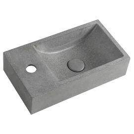 SAPHO SMALL CREST L beton mosdó lefolyóval, balos, 40x22cm, szürke gránit (AR403)