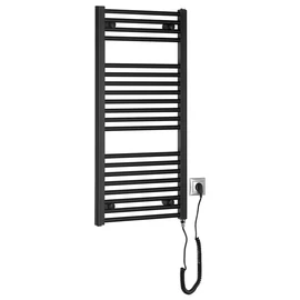 SAPHO AQUALINE DIRECT-E elektromos fürdőszobai radiátor fűtőpatronnal, egyenes, 450x960mm, 300W, fekete (ILE94TB)