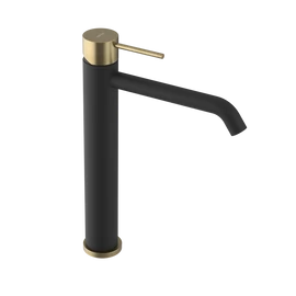 SAPHO ULTRAMIX álló magasított mosdócsaptelep, hosszú kifolyócsővel, matt fekete/matt arany (UT007BG)