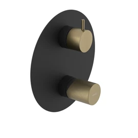 SAPHO ULTRATAP falbasüllyesztett csaptelep, 2-irányú, zuhanyváltóval, matt fekete/matt arany (UT043TBG)