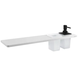 SAPHO ABELINE rockstone polc, 2 furattal, 1 pohárral, 1 szappanadagolóval, 500x12x100mm, matt fehér/fekete (AE502-0101-03) SAPHO ABELINE rockstone polc, 2 furattal, 1 pohárral, 1 szappanadagolóval, 500x12x100mm, matt fehér/fekete (AE502-0101-03)