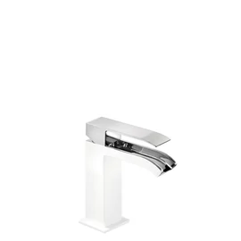 Tres Cuadro Exclusive egykaros mosdócsaptelep nyitott cascade kifolyóval fehér-króm 00611001BL Tres Cuadro Exclusive egykaros mosdócsaptelep nyitott cascade kifolyóval fehér-króm 00611001BL