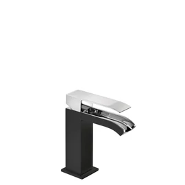 Tres Cuadro Exclusive egykaros mosdócsaptelep nyitott cascade kifolyóval fekete-króm 00611001NE Tres Cuadro Exclusive egykaros mosdócsaptelep nyitott cascade kifolyóval fekete-króm 00611001NE