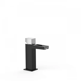Tres Slim Exclusive egykaros mosdócsaptelep cascade kifolyóval fekete-króm 20211002NE Tres Slim Exclusive egykaros mosdócsaptelep cascade kifolyóval fekete-króm 20211002NE