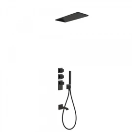 Tres Block-System beépíthető 3 utas termosztátos zuhanyrendszer kádkifolyóval matt fekete 20625301NM
