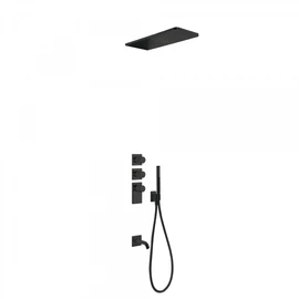 Tres Block-System beépíthető 3 utas termosztátos zuhanyrendszer kádkifolyóval matt fekete 20635301NM