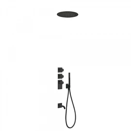 Tres Block-System beépíthető 3 utas termosztátos zuhanyrendszer kádkifolyóval matt fekete 20635302NM
