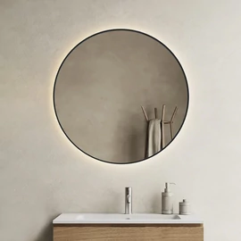 MARMY QUEEN fekete keretes tükör 70 cm (LED 6000k, körbe hangulatvilágítás) 90 11 21 70 70 01