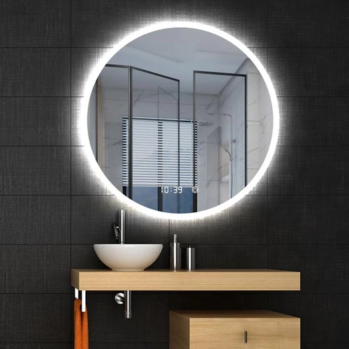 AREZZO design LED okos tükör 80 cm-es kerek+állítható fényerő,páramentesítő funkció,óra,hőmérő AR-3053