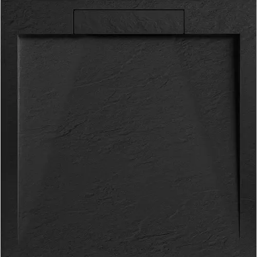 AREZZO design STONE pala hatású öntött márvány zuhanytálca, 90x90 cm-es, fekete AR-DYT099LB