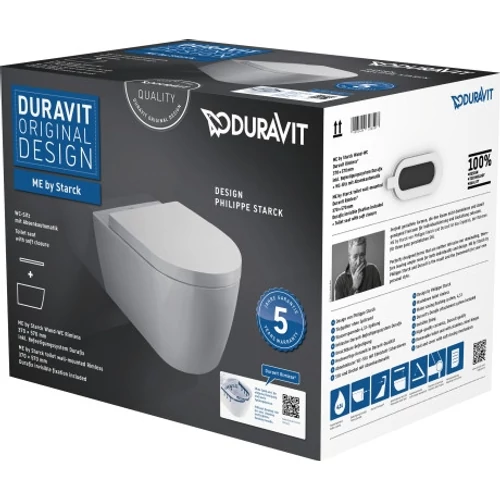 Duravit ME by Starck Rimless (öblítőperem nélküli) fali wc szett, ülőkével 45290900A1