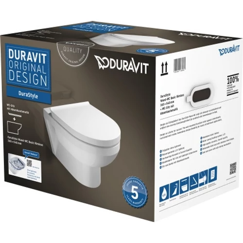 Duravit Durastyle Basic Rimless (öblítőperem nélküli) fali wc szett, ülőkével 45620900A1